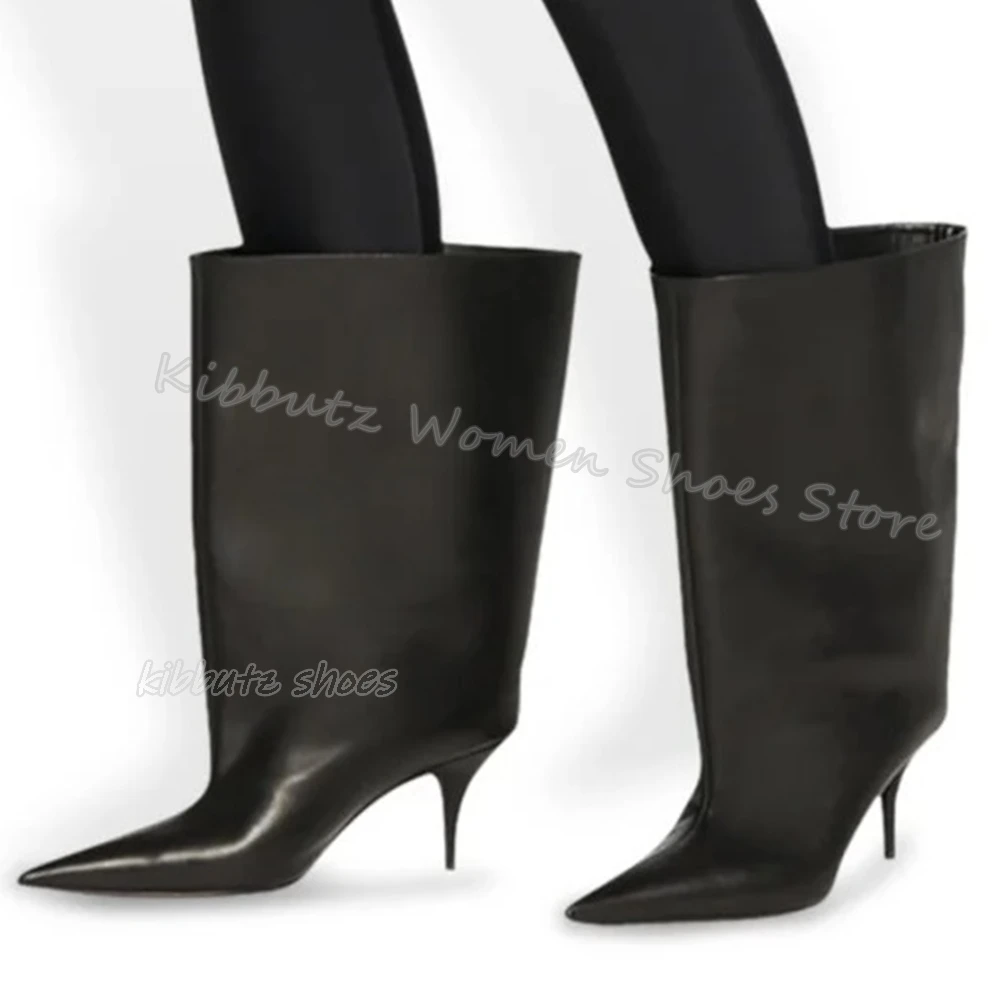 

Novelty Ankle Boots Genuine Leather Solid Color Pointed Toe Thin Heels Slip-On Fashion Luxury Concise Sexy Elegant Women Shoes