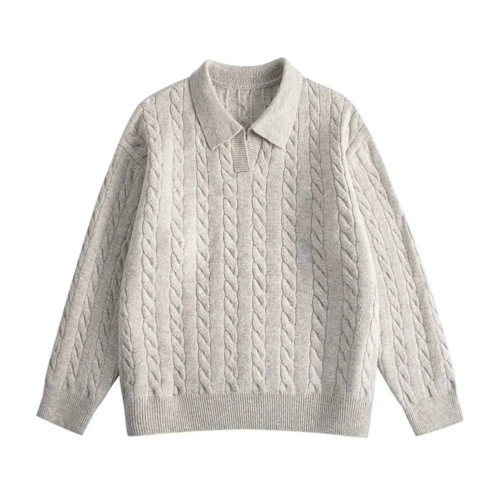 

Korean Lazy Style Twisted Cable Knit Sweater Men's Loose Fit Long Sleeve Pullover Knitwear Autumn Winter Casual Solid Color Tops