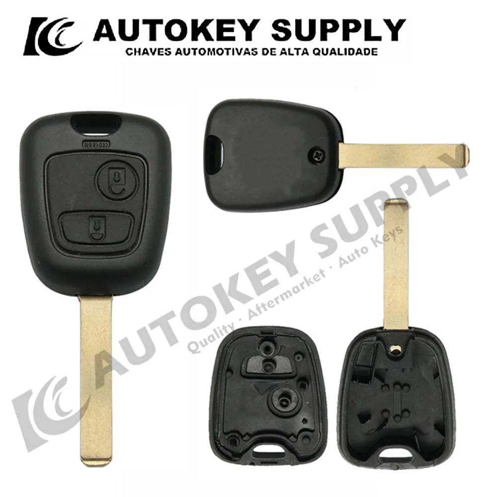 AutokeySupply AKPGS215 307 2 Button Remote Key Blade With Groove For Peugeot