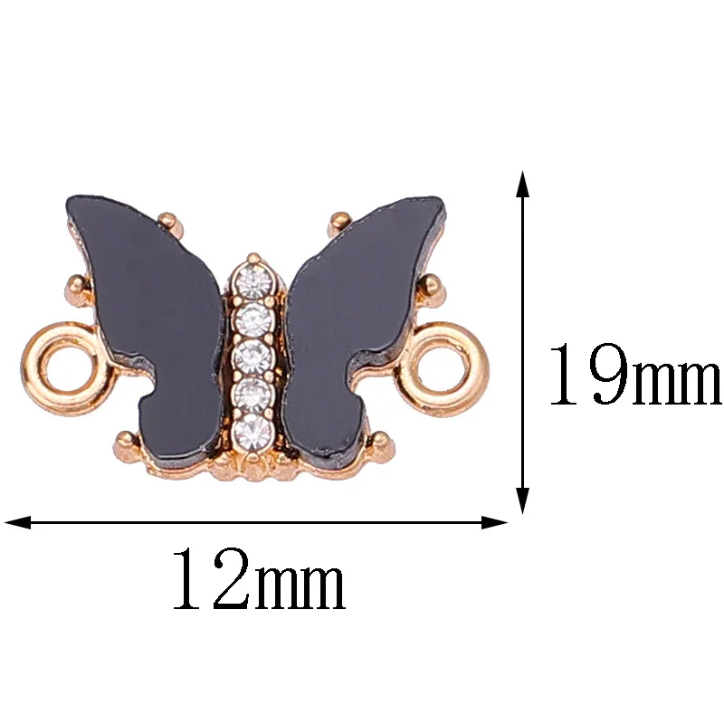 20Pcs Green Pink Acrylic Zircon Alloy Butterfly Pendant Necklace Bracelets Making Connector DIY Jewelry Craft Accessory Handmade