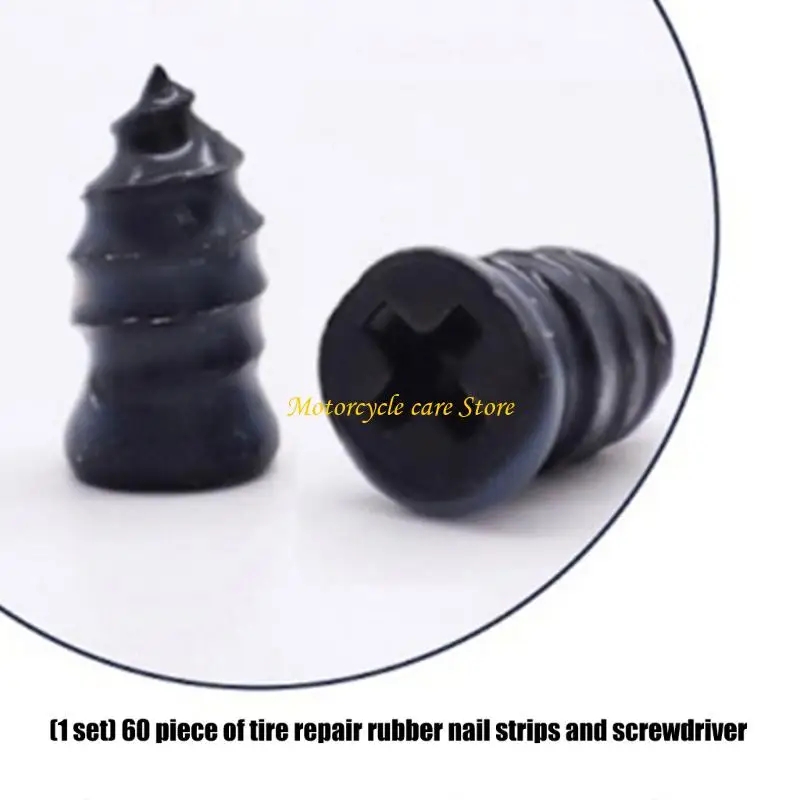 

U75F Pack of 60 Efficient Car Tire Repair Rubber Plugs and Screwdriver for Emergencies
