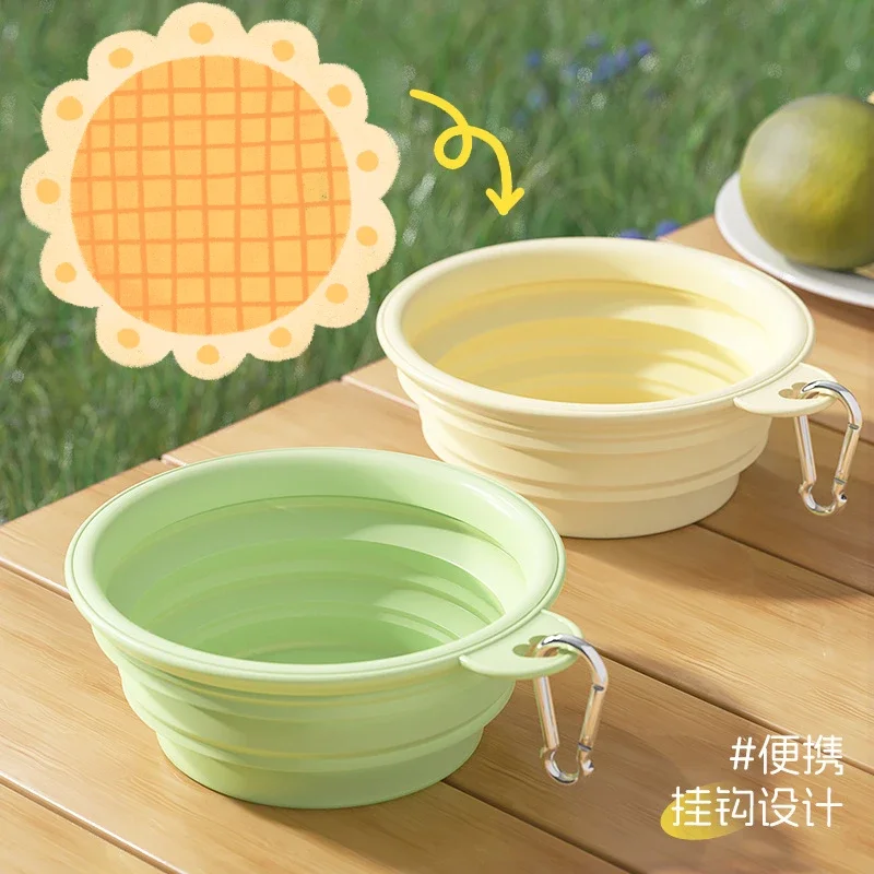 New Pet Out Folding Bowl Drinking Bowl Portable Dog Bowl Outdoor Drinking Dog Food Silicone Pet Drinking Supplies