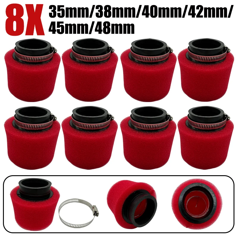 

8X прямой гриф, пенопластовый воздушный фильтр, губка для очистки, зажим для мопеда, скутера 110/125/150/250 куб.см, мотоцикл для грязи, 35/38-40/42/45/48 мм