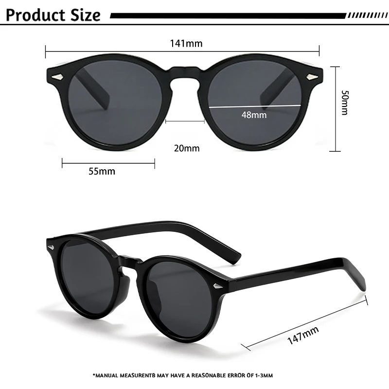 CATERSIDE Modische polarisierte Sonnenbrille für Herren, runder Tr-90-Rahmen, TAC-Linse, Sonnenbrille für Damen, für Reisen, Outdoor, Party – Detail 1