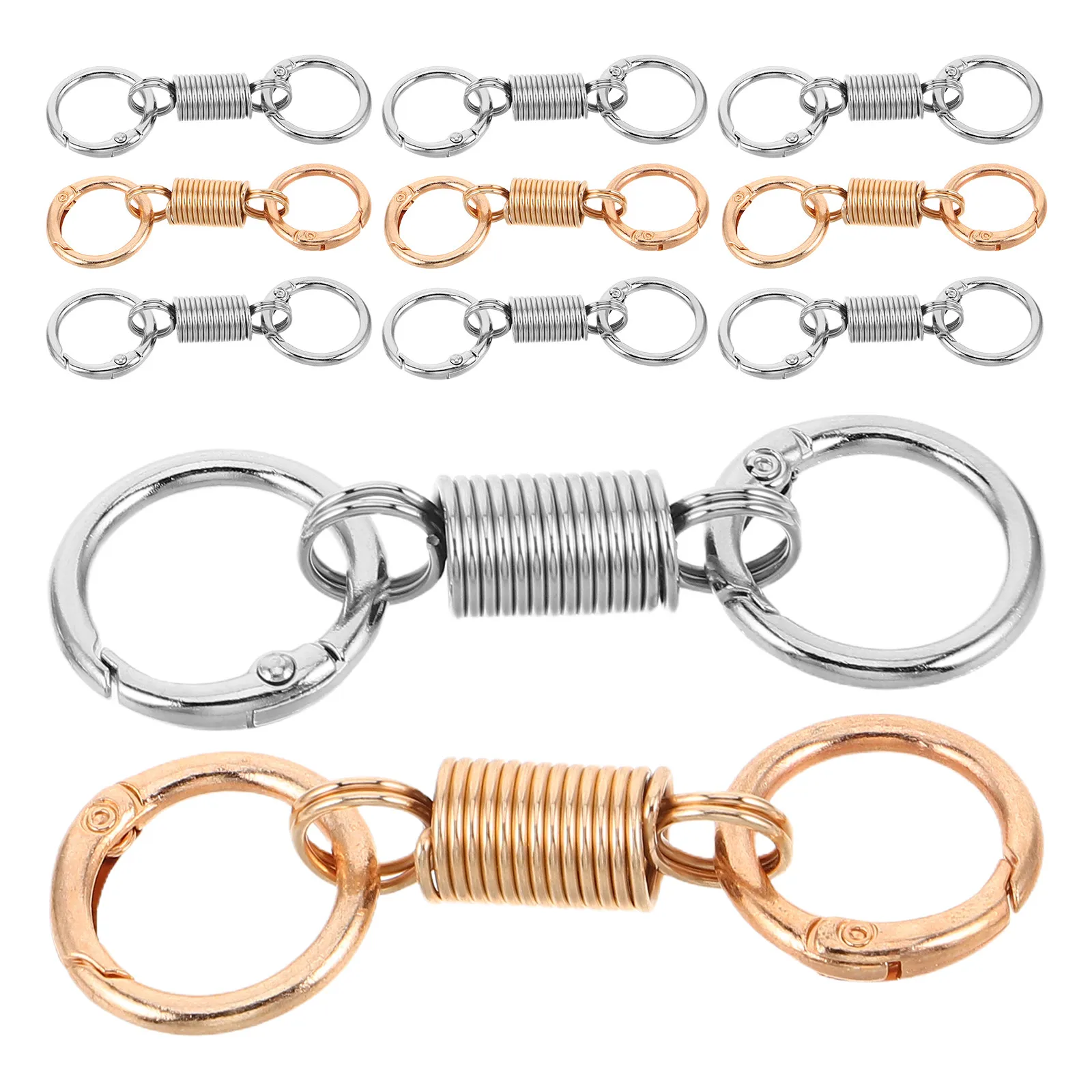 20Pcs Portable Keychain Retro Spring Double Ring Detachable Key Holder Heavy Duty Metal Alloy Split Key Ring Outdoor Security