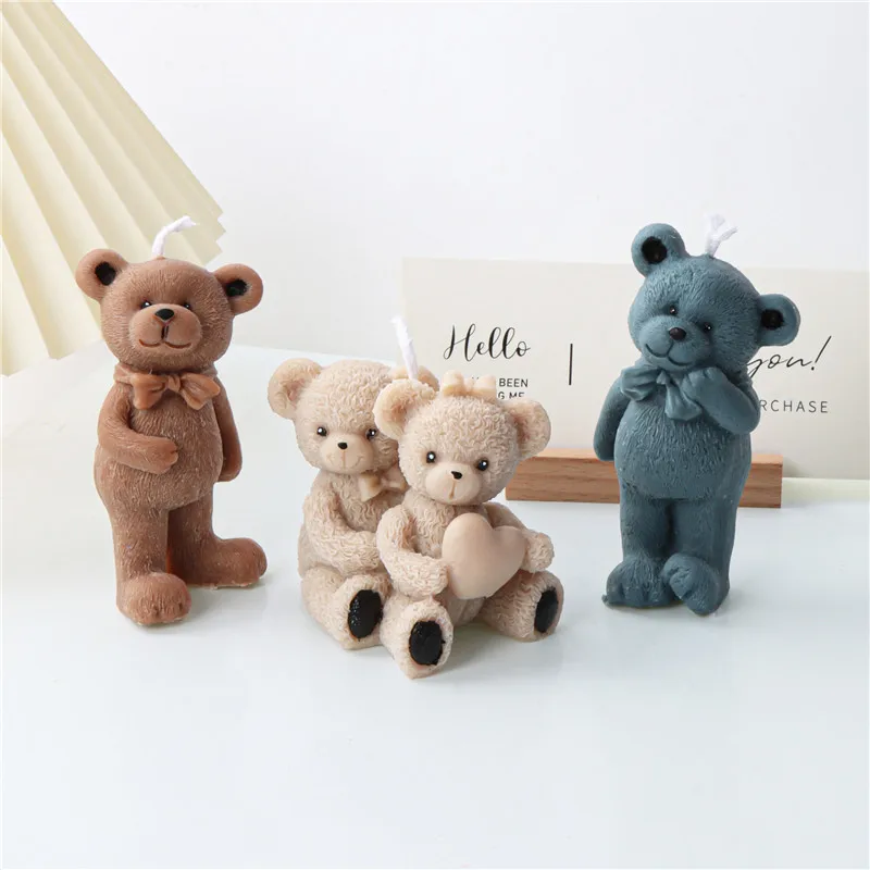 Standing Bear Candle Silicone Mold for Handmade Chocolate Decoration Gypsum Aromatherapy Soap Resin Candle Silicone Mould