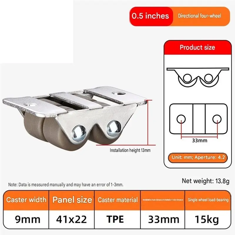 Best-For Underbed Drawer Casters, Small 4-Wheel Double Row Caster Wheels, 1/2 Inch Fixed Rigid Mini Casters(8 Pack) For DIY Proj