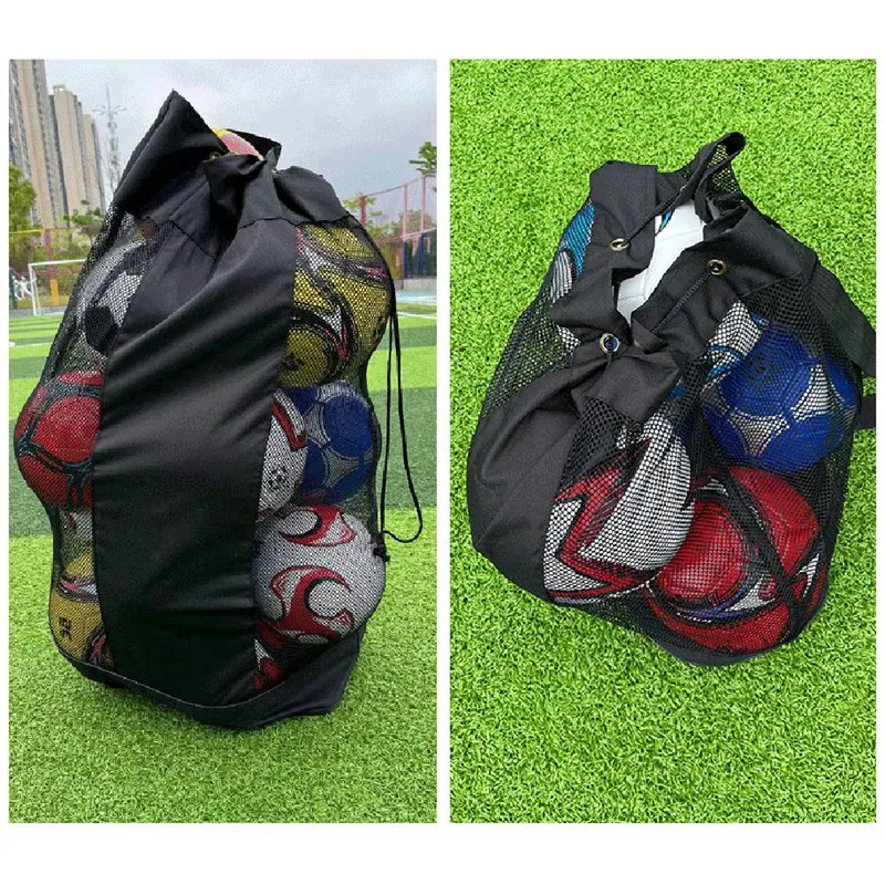 Football Storage Bag Mesh Capacity Adjustable Waterproof Basketball Volleyball Carrying Gym Carrying Balls Bag Durable