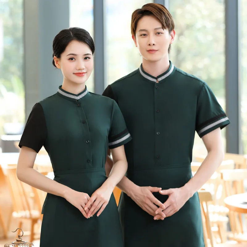 

Summer Catering Work Clothes Hotel Restaurant Restaurant Waiter Short Sleeve Work Overalls Staff Work Wear Half Sleeve