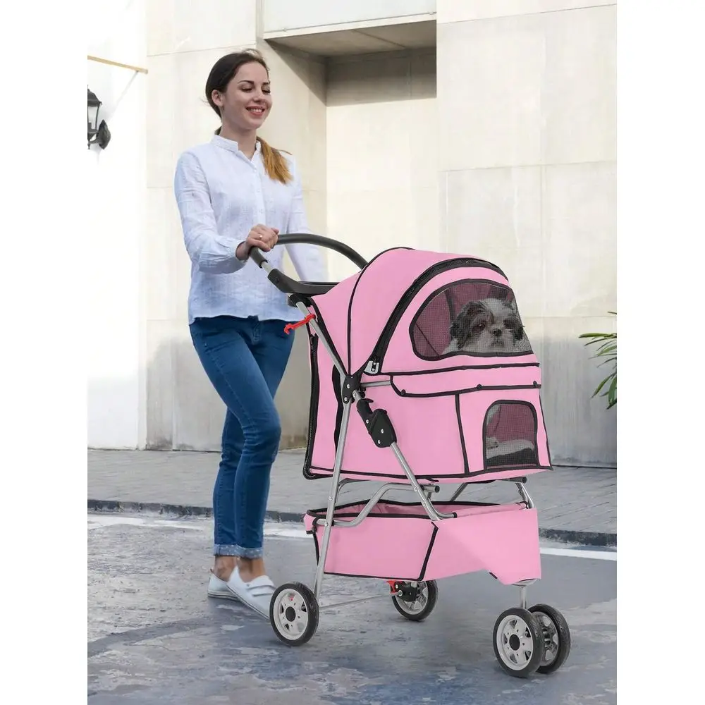 

Stroller, 3 Wheels Pet Cat Jogger Stroller, Folding Carrier Waterproof Puppy Stroller With Cup Holder Removable Liner, Dog Stro