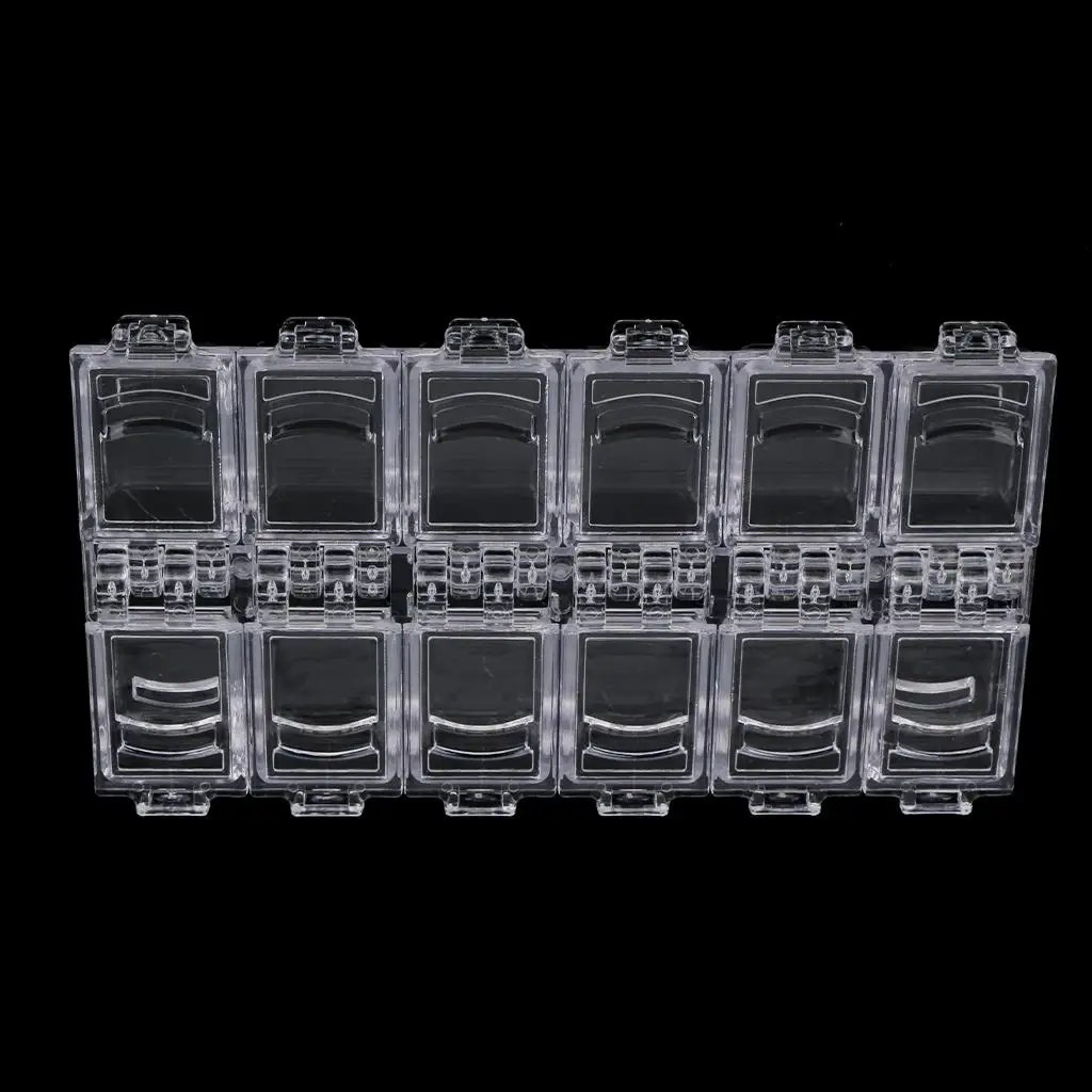 صندوق تخزين للأظافر بـ 12 حجرة وغطاء شفاف لتنظيم الجليتر والأحجار الكريمة ومستحضرات التجميل