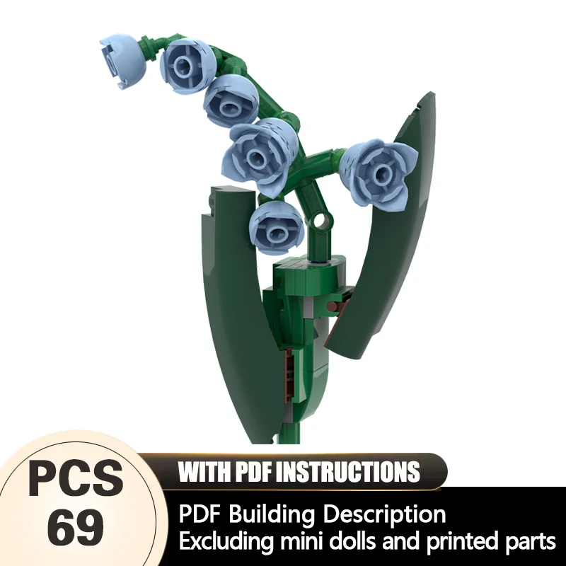 

Creators Plant Series Model MOC Building Bricks Blue Flower Modular Technology Gifts Holiday Assemble Children Toys Suit