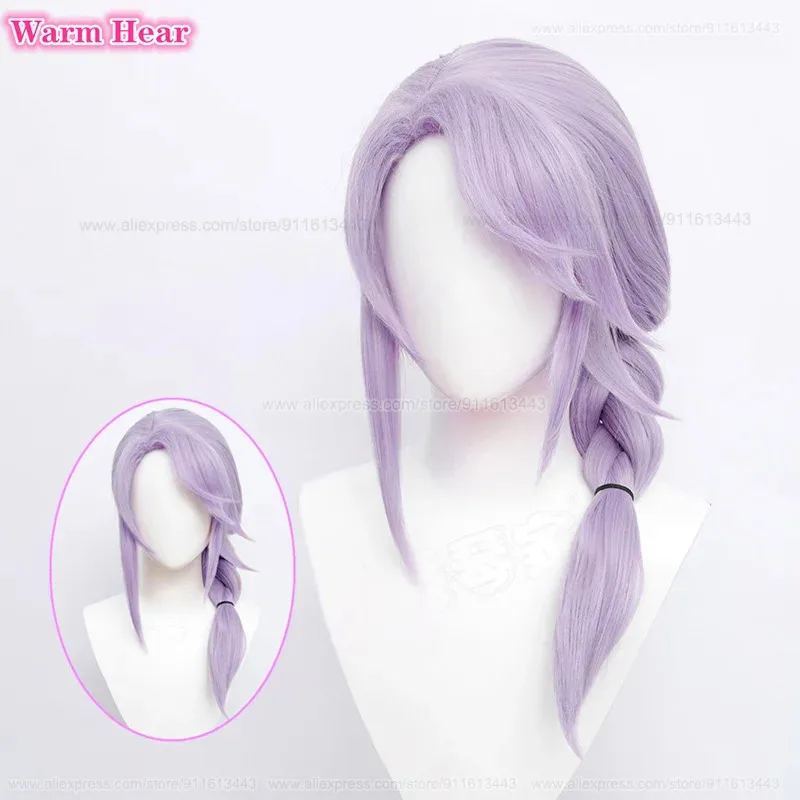 ¡Nuevo! Hythlodaeus peluca sintética Anime FF14 largo 60cm luz púrpura giros trenza Cosplay Anime peluca pelucas resistentes al calor + gorro de peluca