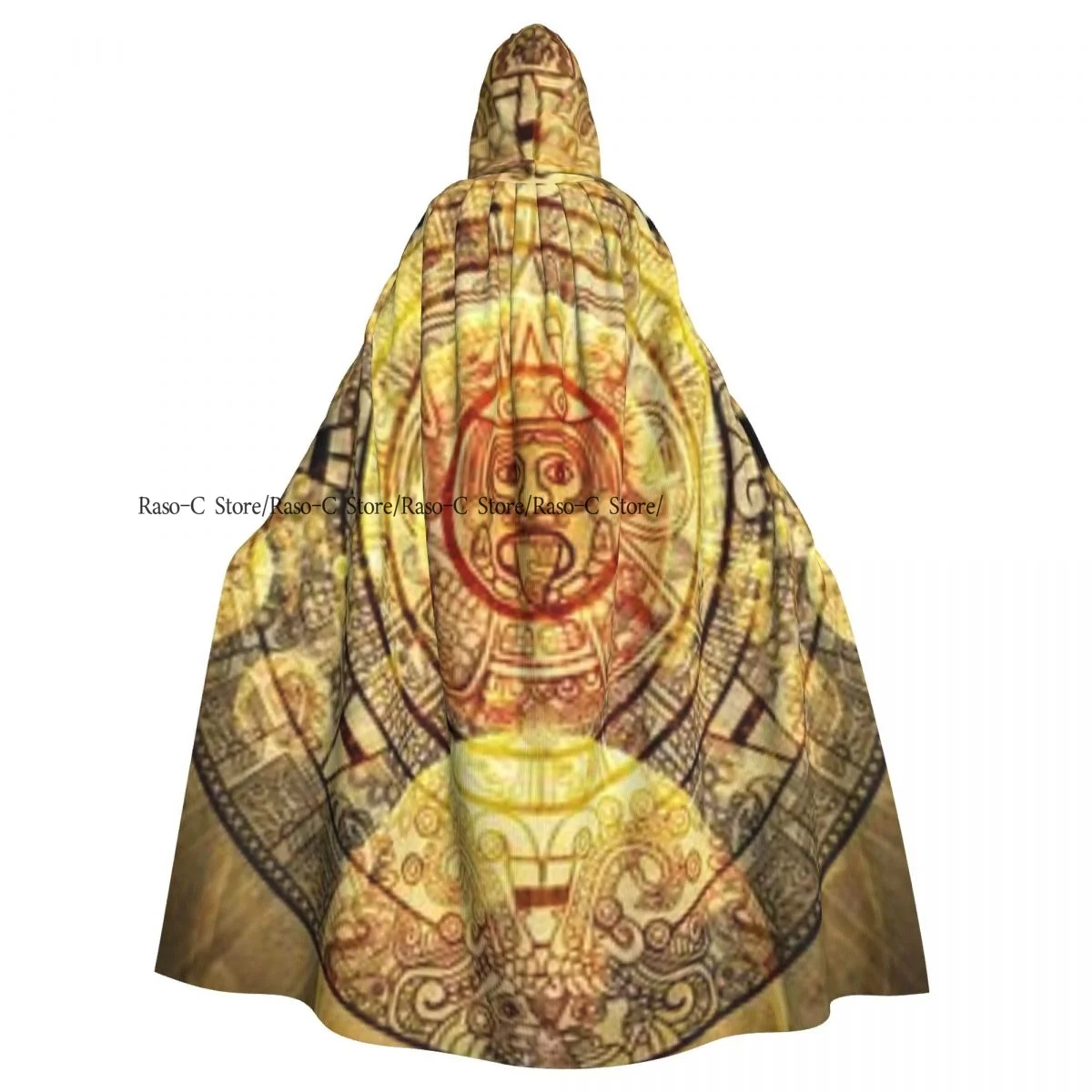 Adult Cloak Cape Hooded Maya Calendar Medieval Costume Witch Wicca Vampire Elf Purim Carnival Party