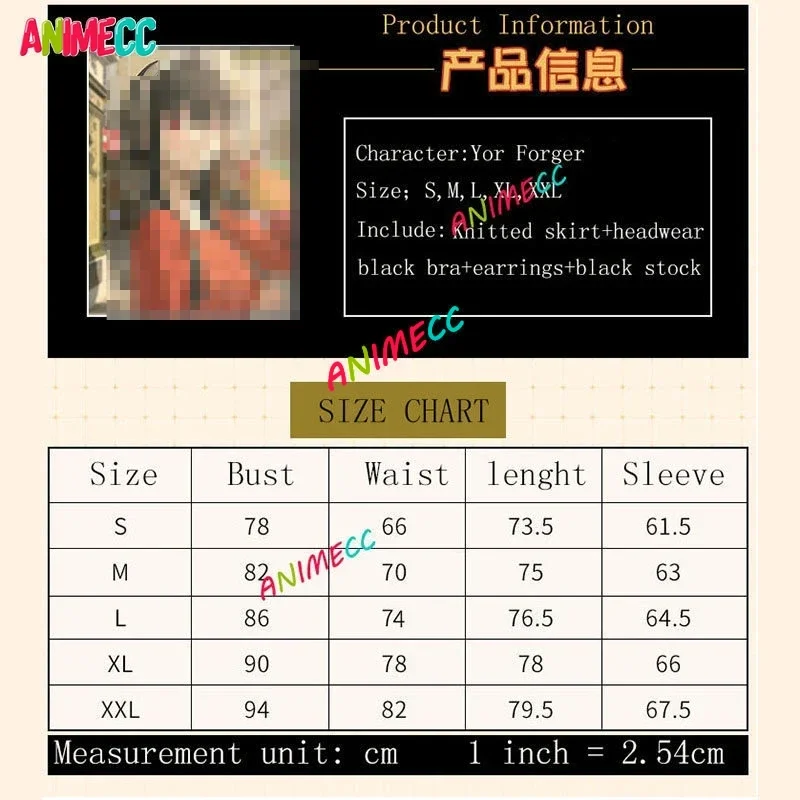 ANIMECC in Stock Yor Forger Cosplay Costume Wig Anime Red Sweater Dress Wig Hairpin Earring Socks Halloween Party for Women view 6