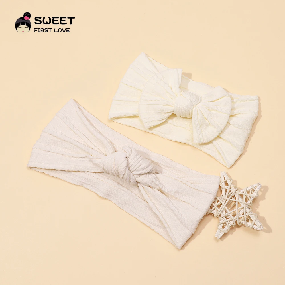 Mother & Baby Headbands Cable Knit Hair Bows for Baby Girls Parent-Child Turban Soft Nylon Baby Items Children's Accessories