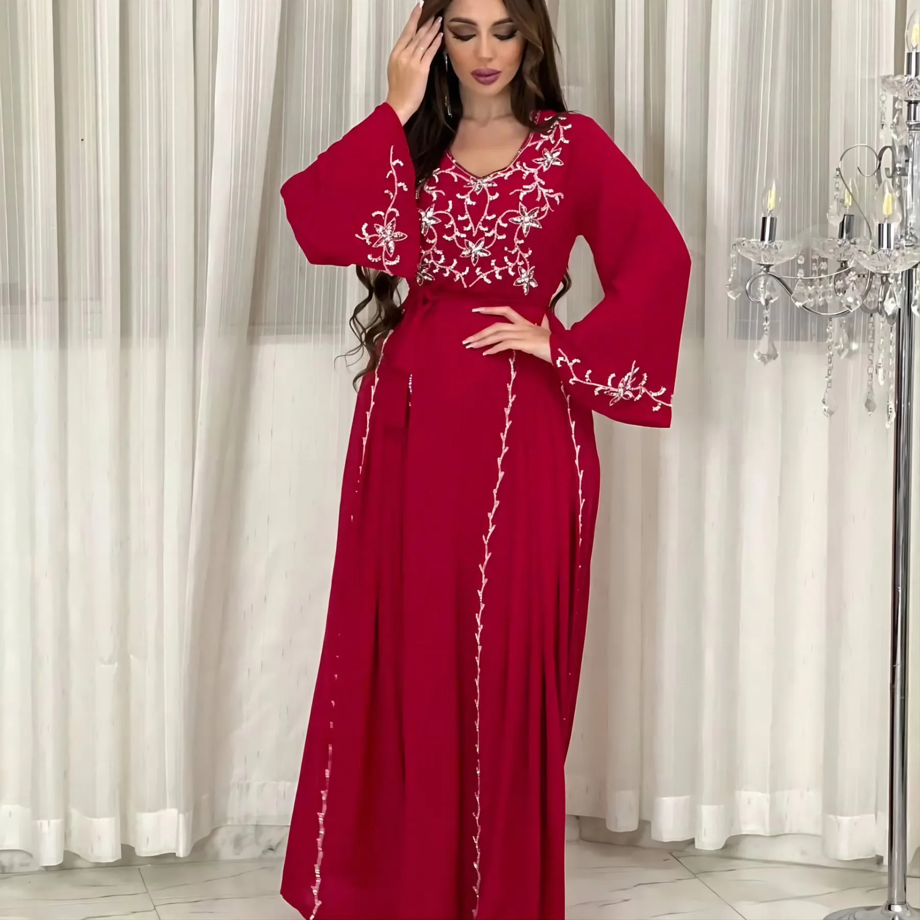 Dubai Embroidery Abayas for Women Eid Djellaba Marocain Kaftan Turkish Arabic Robe Ramadan Islam Jalabiya Muslim Dress Caftan