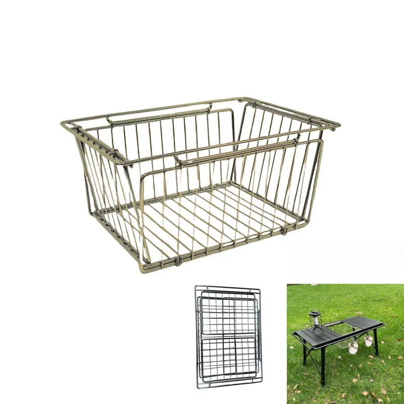 

IGT Folding Storage Basket Outdoor Camping One Unit Drain Basket Stainless Steel Vegetable Washing Basket IGT Table Accessories