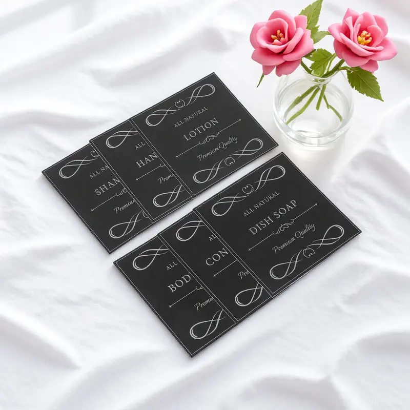 6 Sheets Waterproof Minimalist Labels for Soap Dispensers Shampoo Conditioner Body Wash Bottles Bathroom Storage Organization
