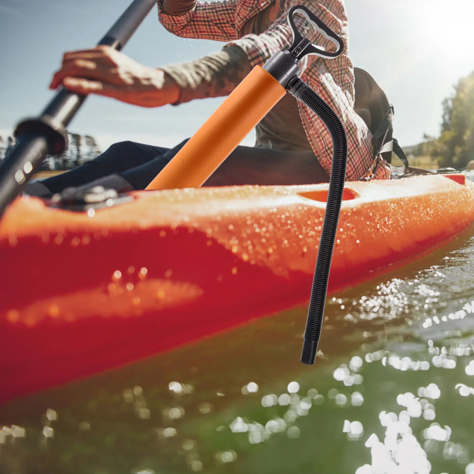 Bomba de drenaje Manual para Kayak, accesorio flotante de mano para bote, canoa, supervivencia al aire libre, suministros de rescate de emergencia, 46-73CM