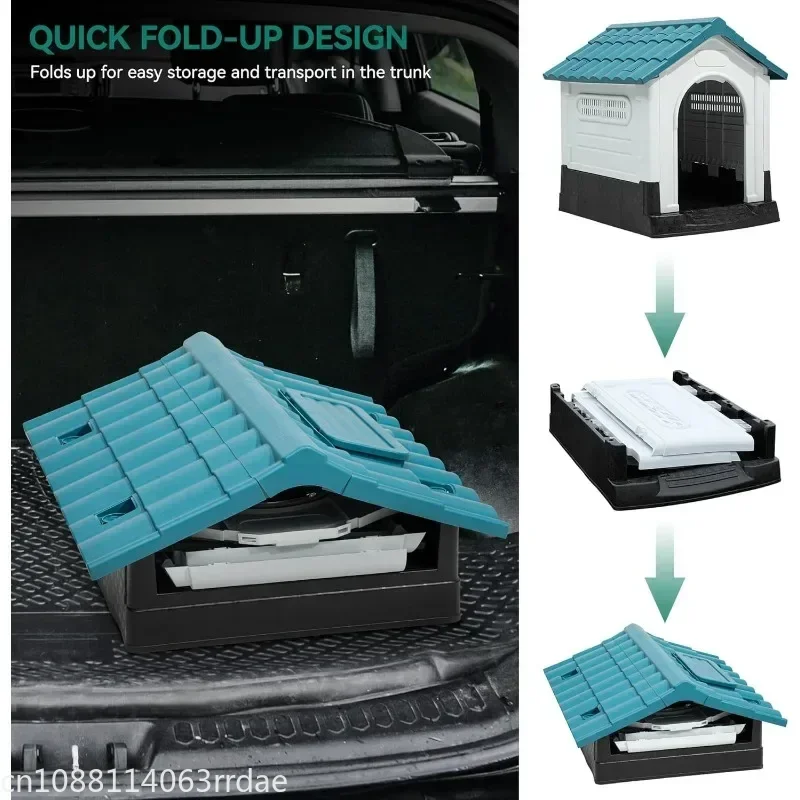 

2025 New Outdoor plastic folding large adjustable skylight and elevated base waterproof pet house On Sale