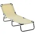 

Outsunny Multiple Position Reclining Steel Outdoor Chaise Lounge - Beige