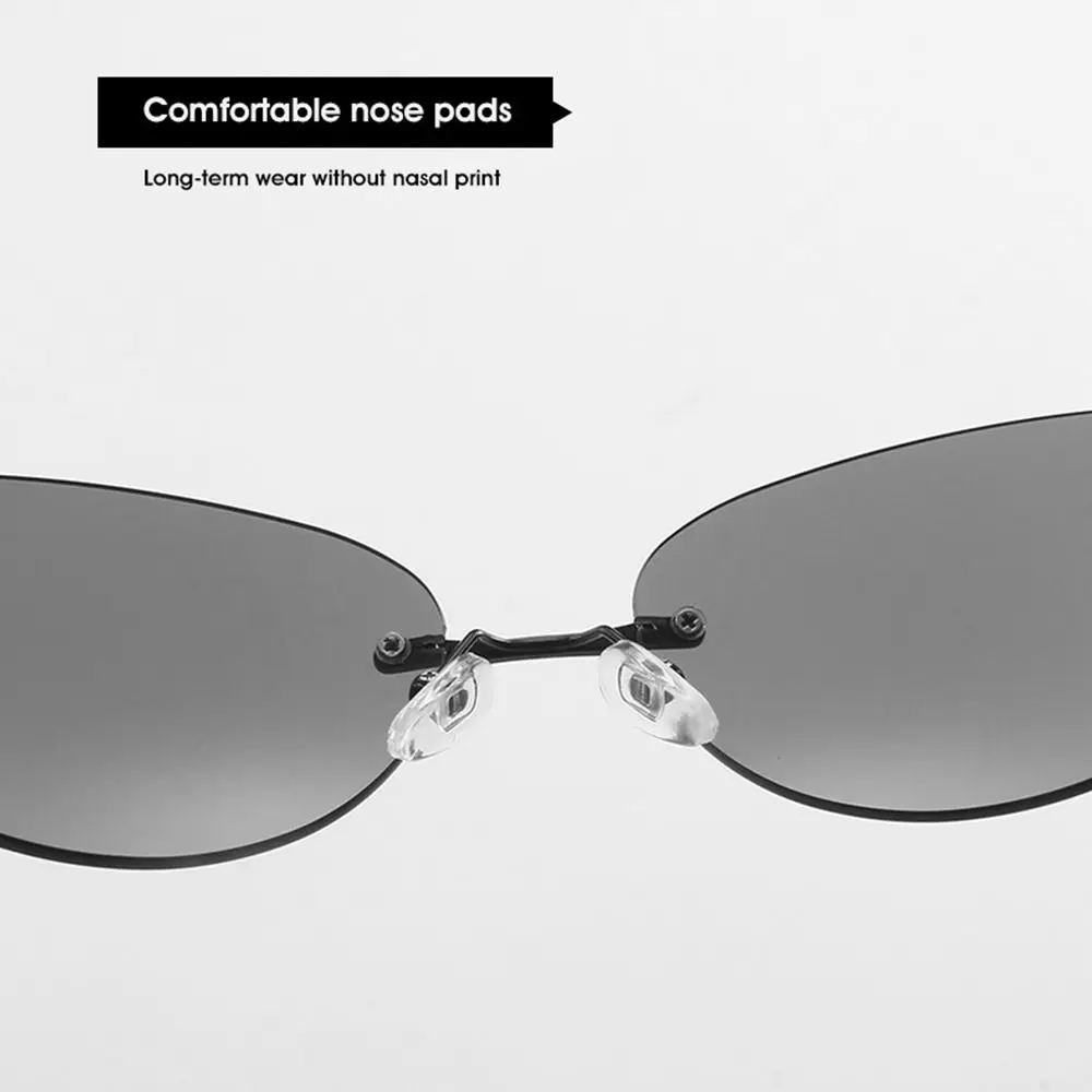 トレンディなオーバルリムレスサングラスラップアラウンド Y2K 2000 年代サングラス UV400 グラデーションシェード女性 & 男性用