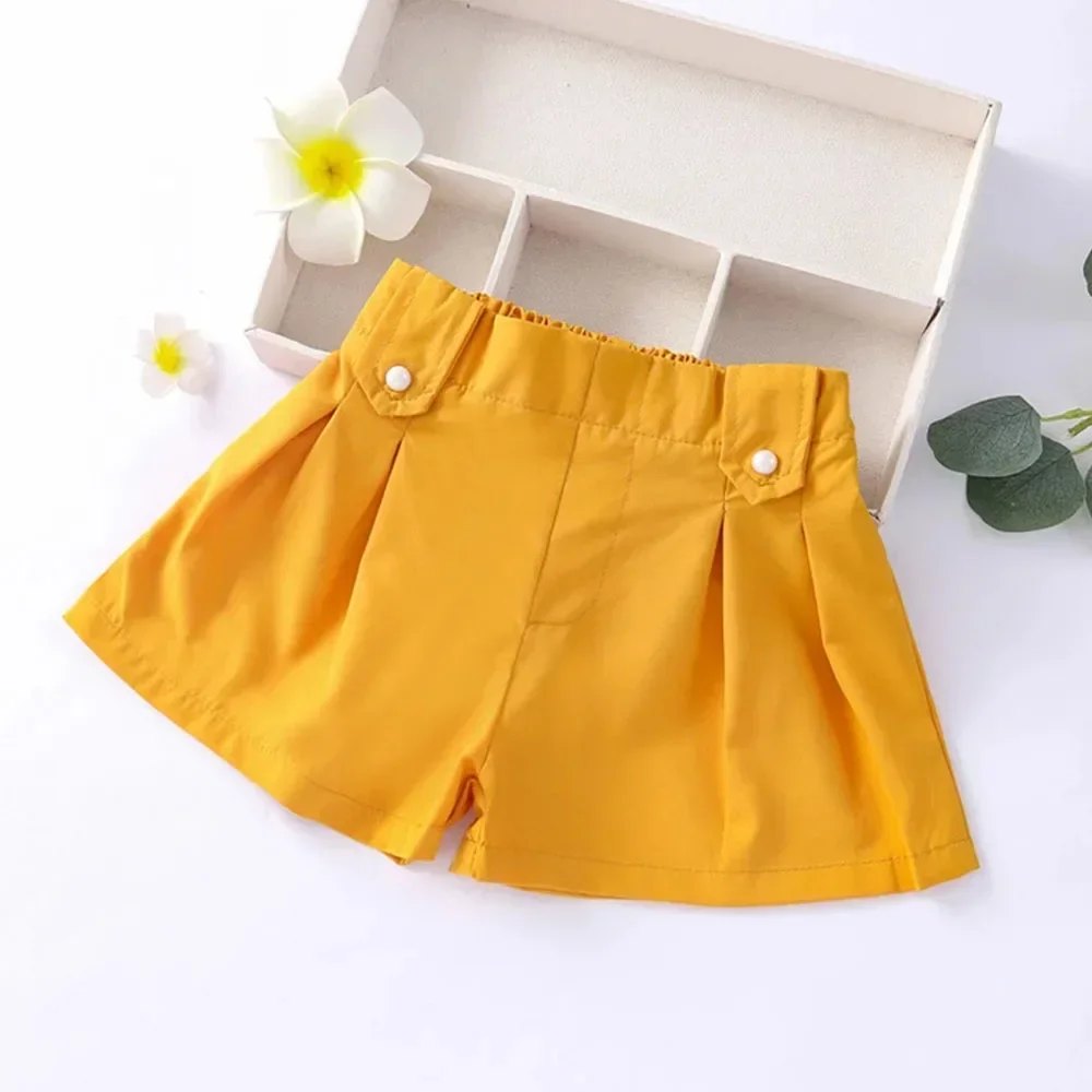 Baby Girls Shorts Kids Elastic Waist Short Pant Toddler Candy Color Pant Summer Children\'s Casual Clothing Sports Loose Trousers
