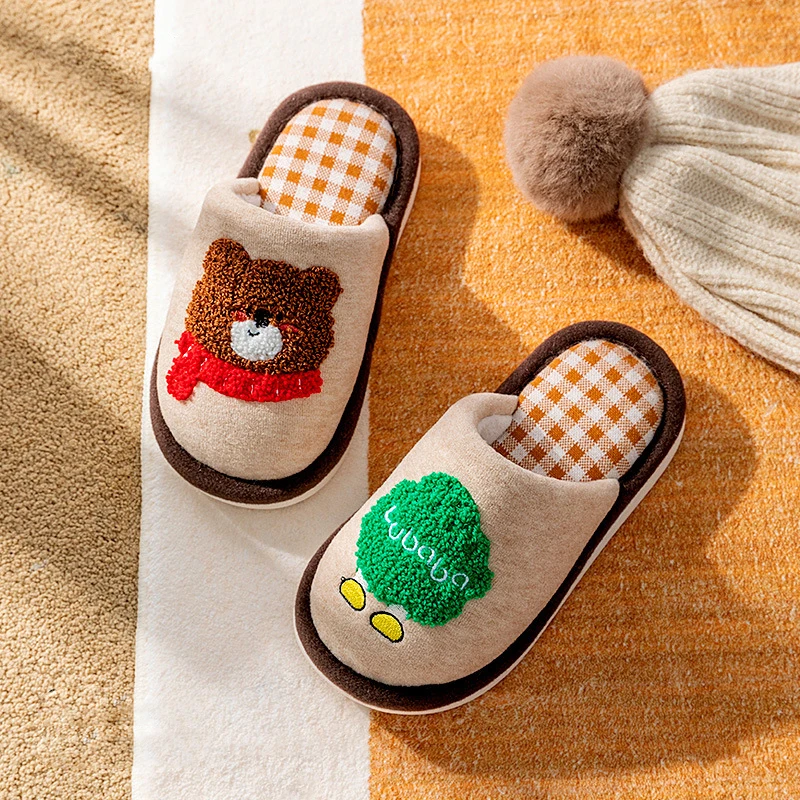 

Autumn Winter Kids Fashion Catoon Warm Slippers Children's Cute Animal Indoor Shoes Boys and Girls Home Cotton Slippers