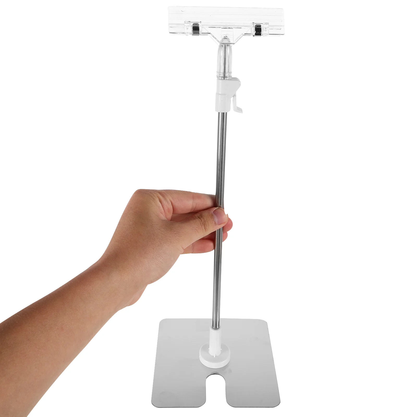 Stainless Steel Poster Stand Clip Holder for Desktop Tabletop Display Floor Standing Sign Adjustable