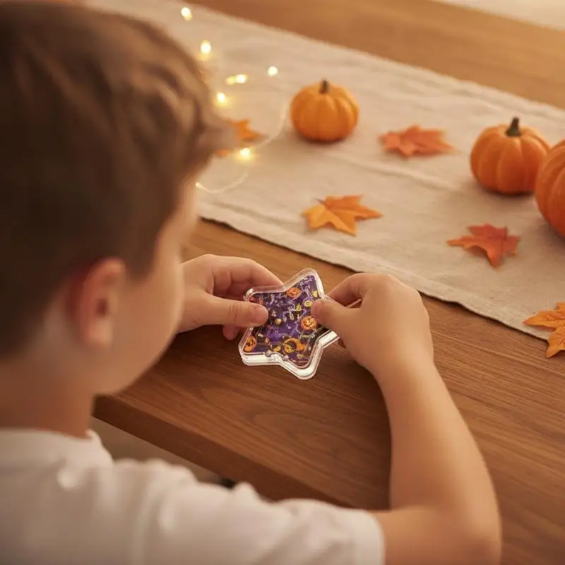 Halloween Handheld Puzzle Rolling Ball Maze Toys 10Pcs Pumpkin Ghost Design for Kids Classroom Incentive Prizes