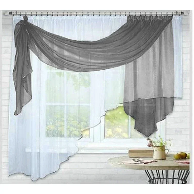 Fashion Scarf Valance Design Quality Voile Livingroom Kitchen Bedroom Window Treatments Curtain 1PCS