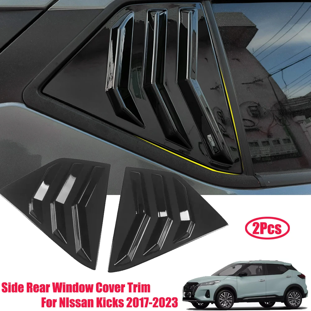 ABS Car Side Rear Window Louvers Vent Cover Trim For Nissan Kicks 2017 2018 2019-2024 Auto Accessories