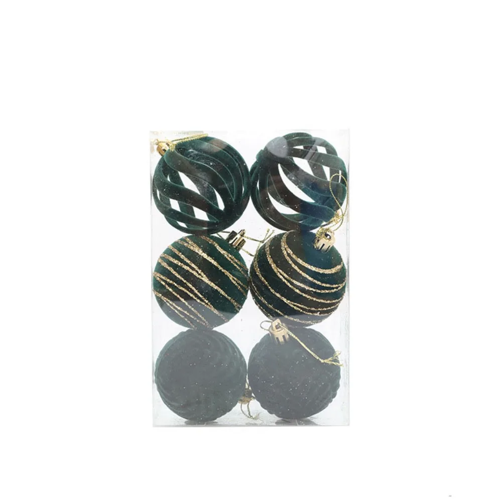 

6pcs/set Velvet Christmas Ball Ornaments Plastic Red Green White Christmas Tree Decorative Balls Merry Christmas Decorations