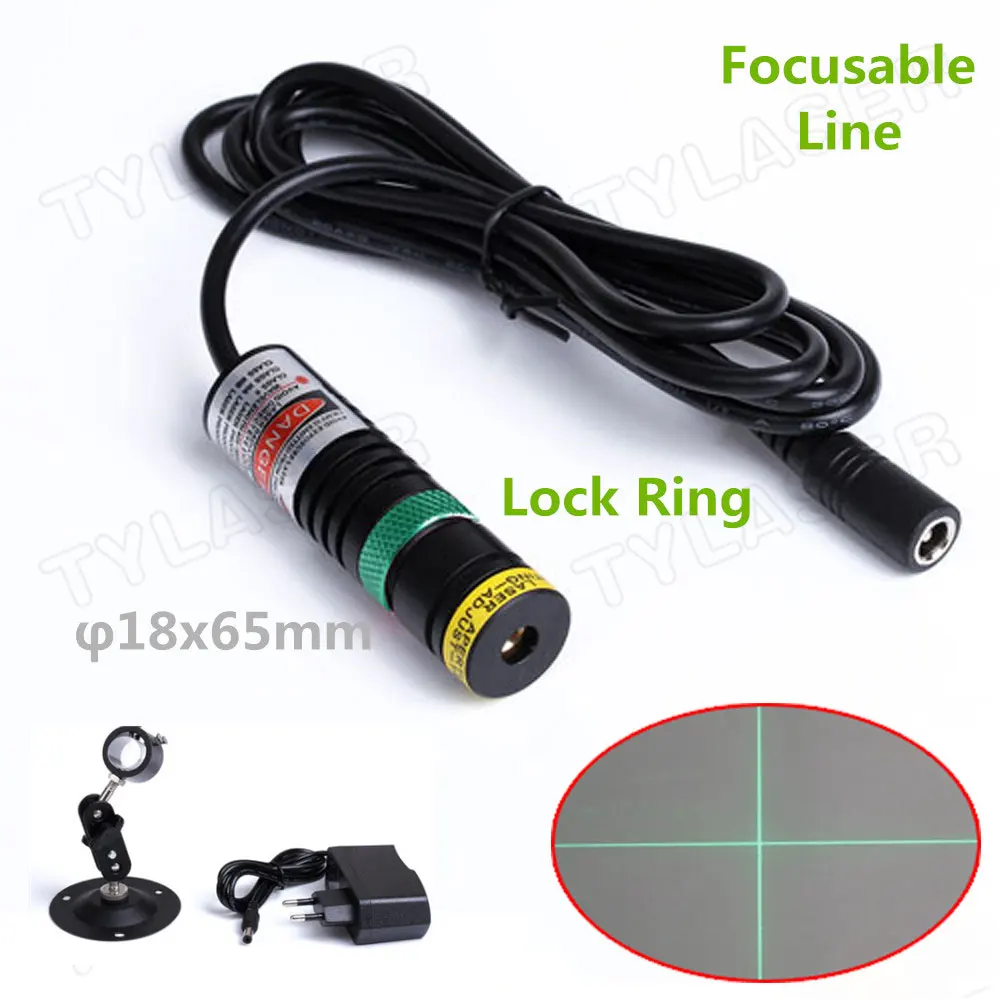 

Glass Cross Line D18X65mm Focusable 505nm Direct Green Laser Module 10mW 20mW 30mW Laser Module for Cutting Positioning CE