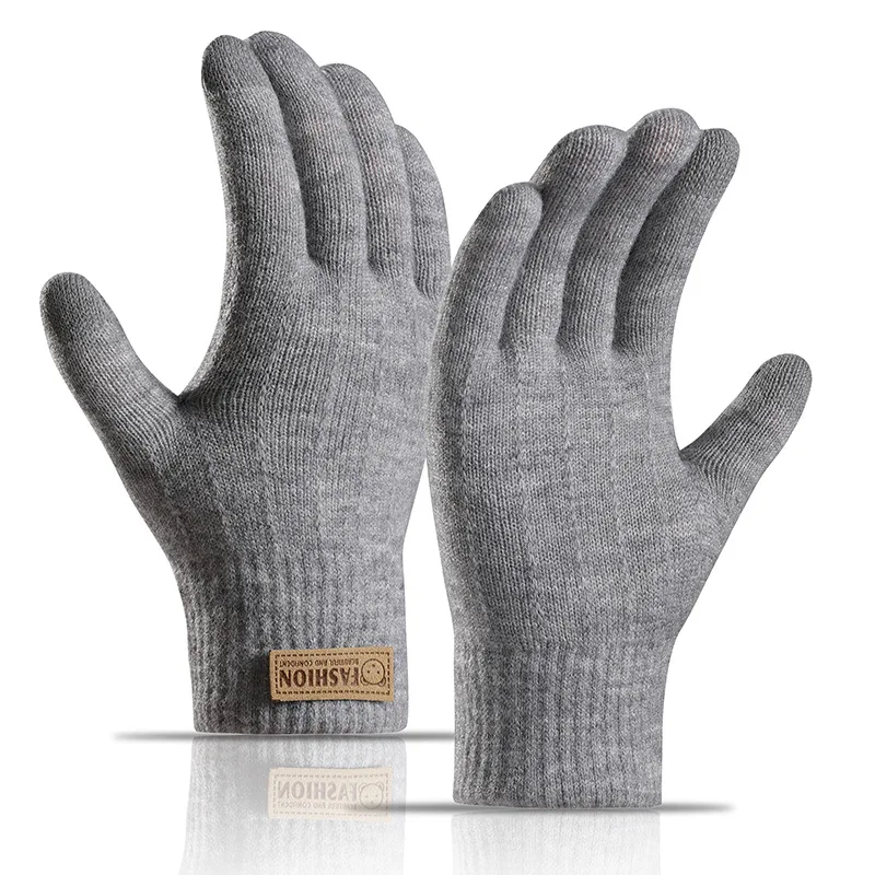 Уличные велосипедные перчатки, перчатки с сенсорным экраном, вязаные перчатки, двухслойные толстые женские перчатки, модные плюшевые зимние перчатки