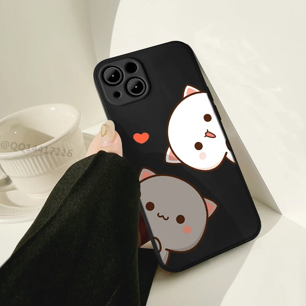 Lovely Peach Mochi Cat Cartoon lovers Phone Case for IPhone 14 11 12 13 Pro 15 Pro Max Samsung Galaxy A43 A54 s24 S23 ULTRA Case