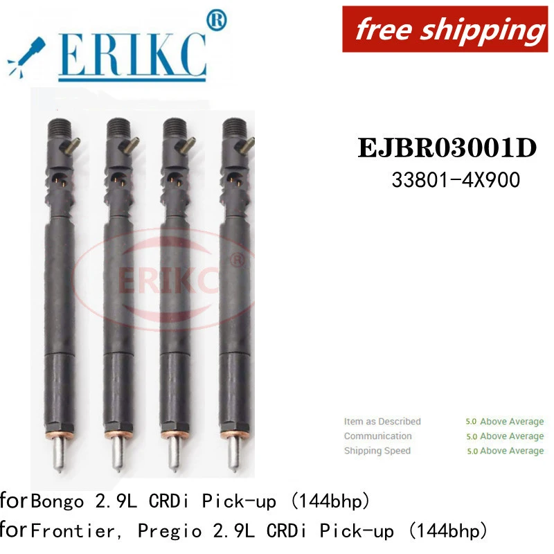 ERIKC Free 4 PCS EJBR03001D Auto Accessory Injectors EJBR 030 01D OEM 33801-4X900 FOR KIA Bongo 2.9L CRDi Pick-up (144bhp)