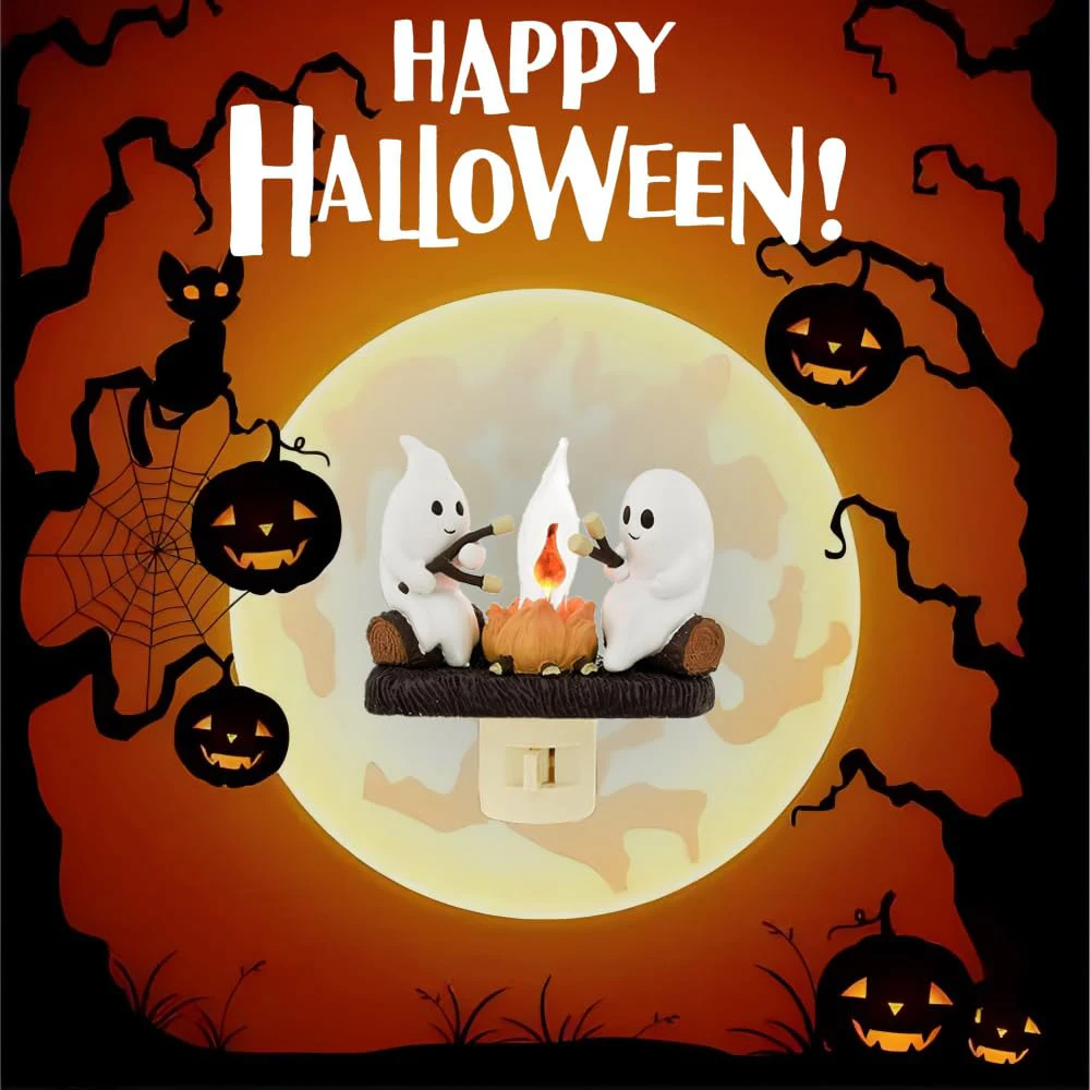 Halloween Ghost Campfire Flickering Night Light Ghosts Campfire Flicker Flame Halloween Nightlight 3D Spooky Fire Halloween Chri