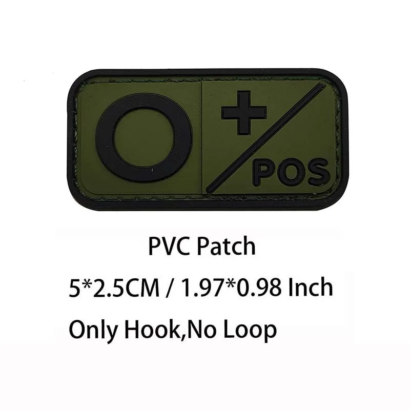 Kleiner Aufnäher mit Haken, PVC-Blutgruppe A B AB O POS NEG-Emblemen, Patches militärische taktische Abzeichen am Rucksack, Outdoor-Ausrüstung
