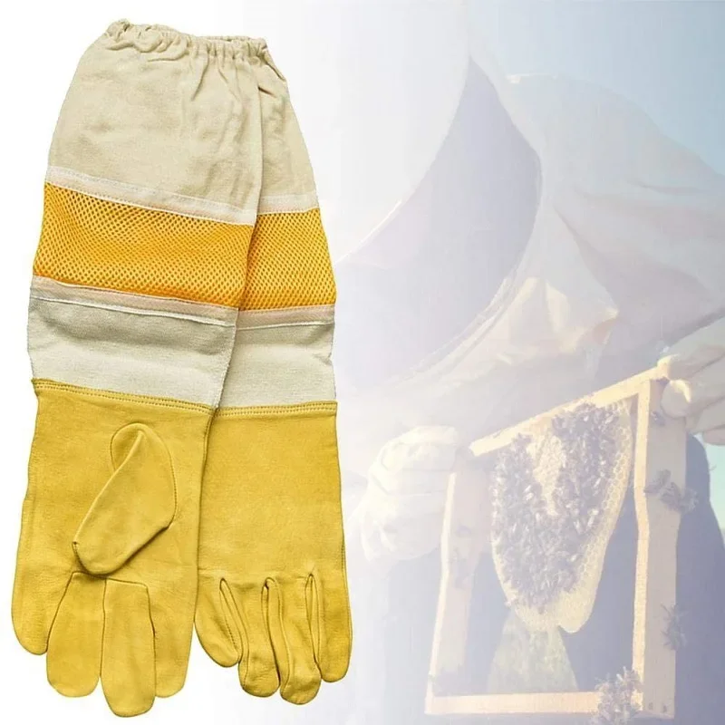

Beekeeper Protective Gloves Anti Bee Breathable Goatskin Yellow Gloves Beekeeping Protective Tools 1 Pair