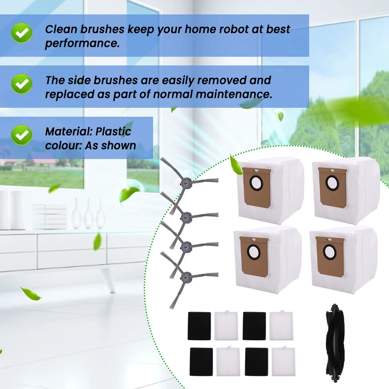 Brosse Latérale à Rouleau, Filtre Hepa, Sac à Poussière, Accessoires pour Aspirateur Robot Wald Fy Clean L50 / L50 SES / L60 / L60