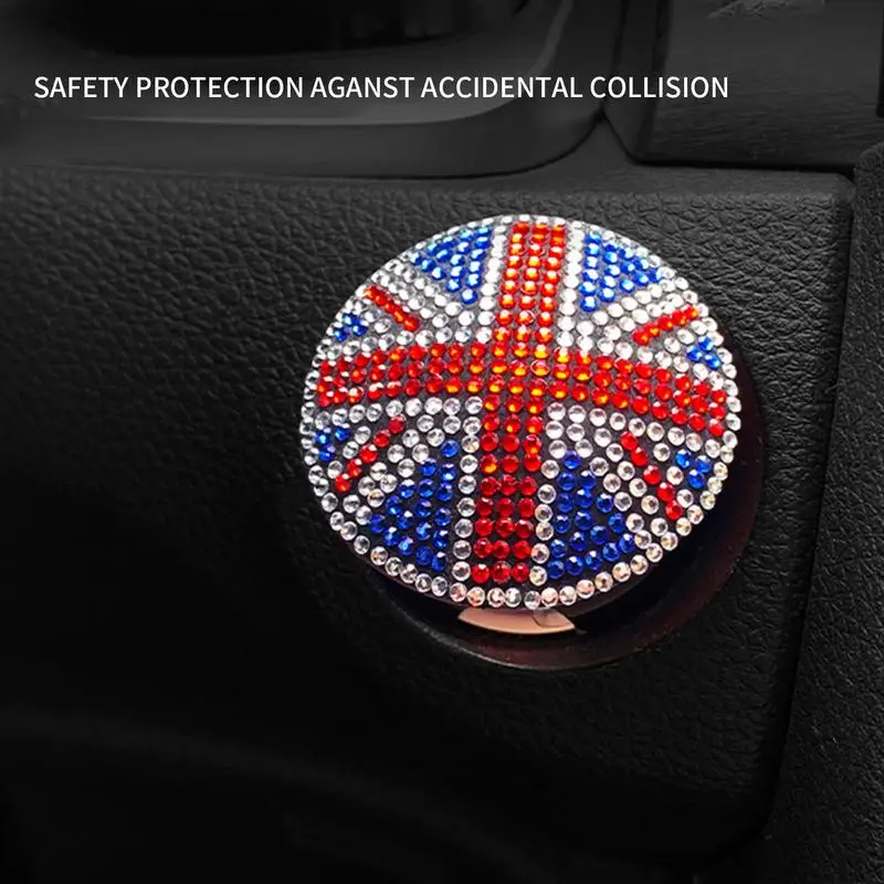 Glitter Car Coasters Union Jack Flag Coasters Auto Cup Holder Insert Coaster Anti Slip Crystal Vehicle Interior Accessories Cup