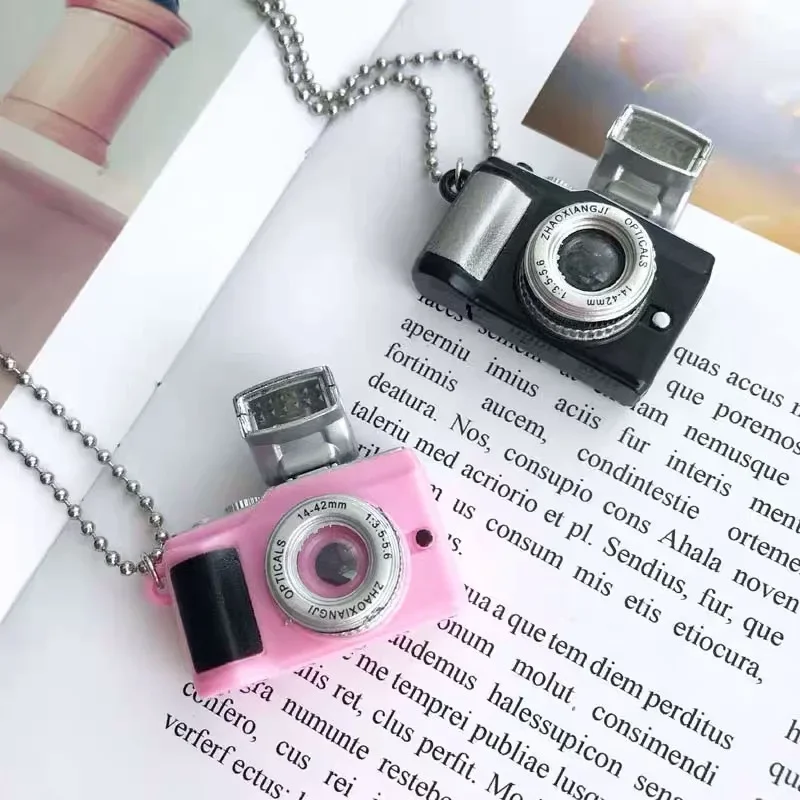 10pcs Mini Camera Necklace Black Pink Flash Sound Click Retro Toy Decoration Boy Girl Props Adult Kid   Festival