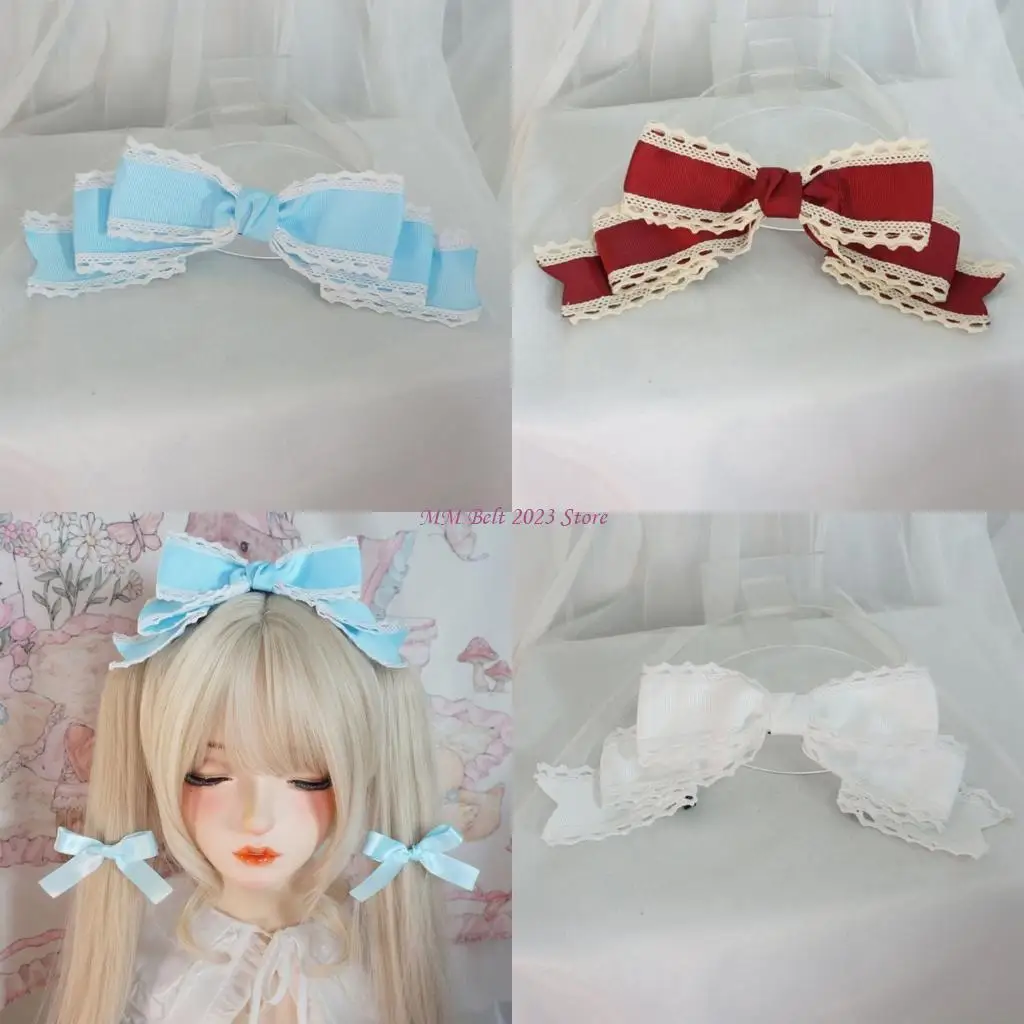 

49ME Masquerade Ball Lace Bow Barrette Anime Maid Hairclip Cosplay Costume Accessory
