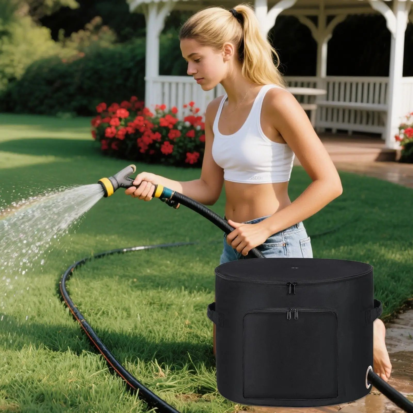 Garden Hose Storage Pot Water Hose Organizer Pot Outside Large Gardening Accessories for Patio Warehouse Farm Backyard Poolside