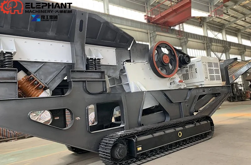 Crawler Mobile Jaw Crusher Plant Core Components Motor Engine Gear PLC High Productivity 50-300T/H Capacity For Mining