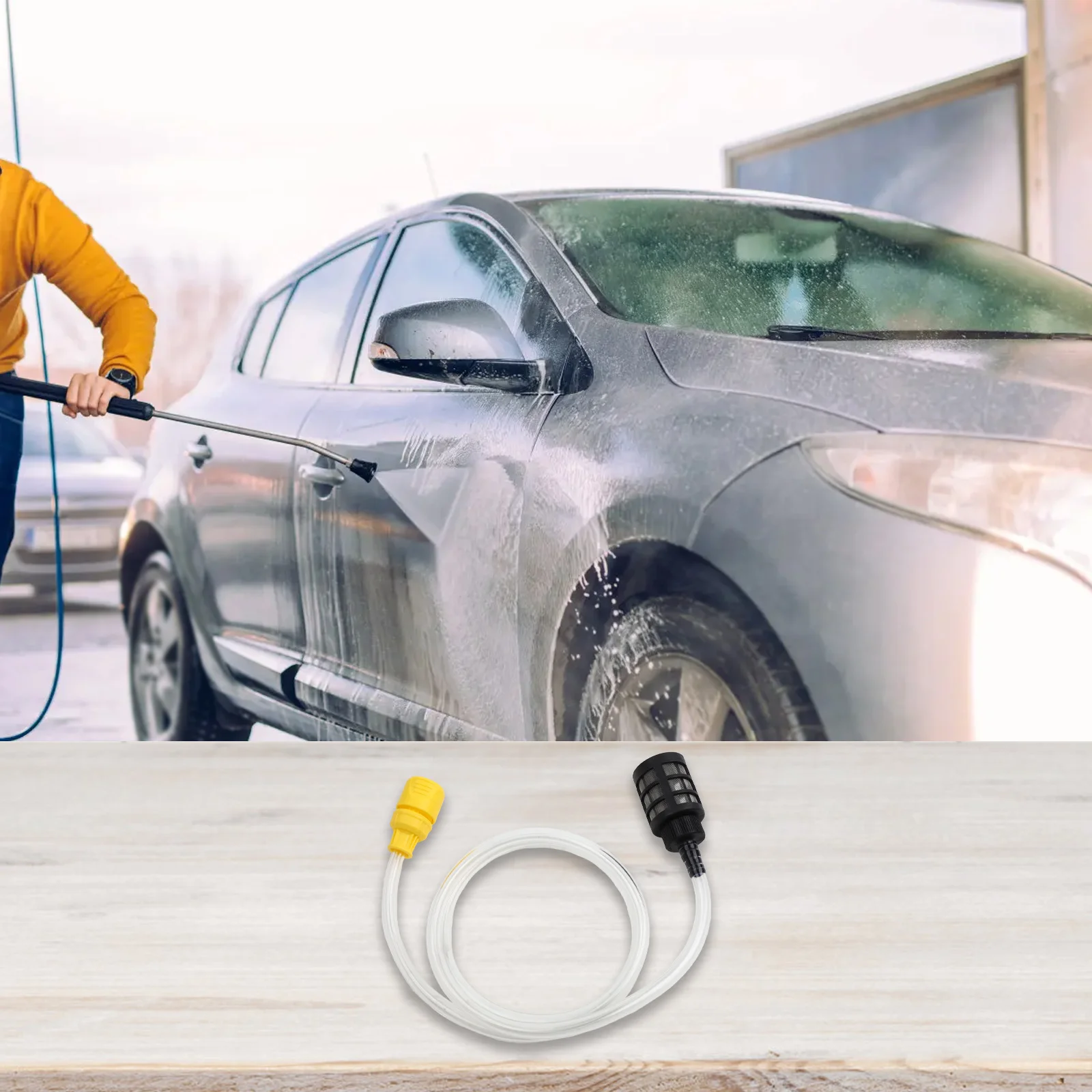 For Karcher Compatible 1 5m Self Priming Hose Ensures Effective Operation and Prolongs Washer Lifespan Through Filtration