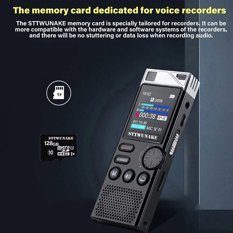 EVISTR Grabadora De Voz Digital 128GB: Activación Por Voz, Reducción De Ruido, Doble Micrófono HD (20h Grabación)