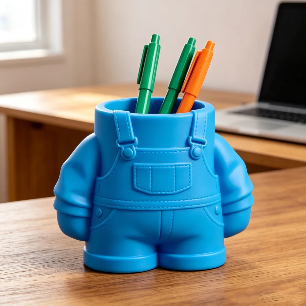 Cute Overalls Pants Pen Holder Creative Pencil Rack 3D Printed Funny Stationery Storage Box Desk Ornament Office Students Gift